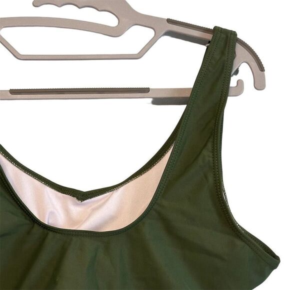 Bikini Swim Top Green Criss Cross Size XL - Picture 10 of 14